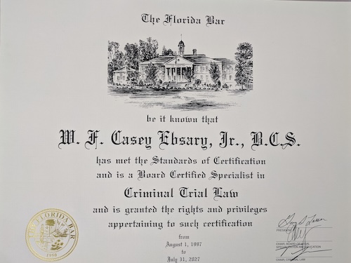 Board Certified Criminal Trial Lawyer Tampa