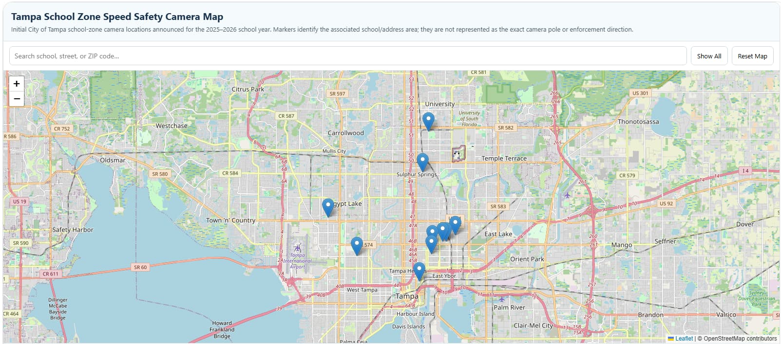 Traffic Speed Camera Locations TampaBay